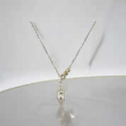 Gold-Plated, Sterling Silver, Freshwater Pearl, Pendant, Necklace, Irregular Pearl