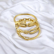 Gold-Plated, Sterling Silver, Zircon, Ring, Trio Set, Classic Elegance, Perfect Gift