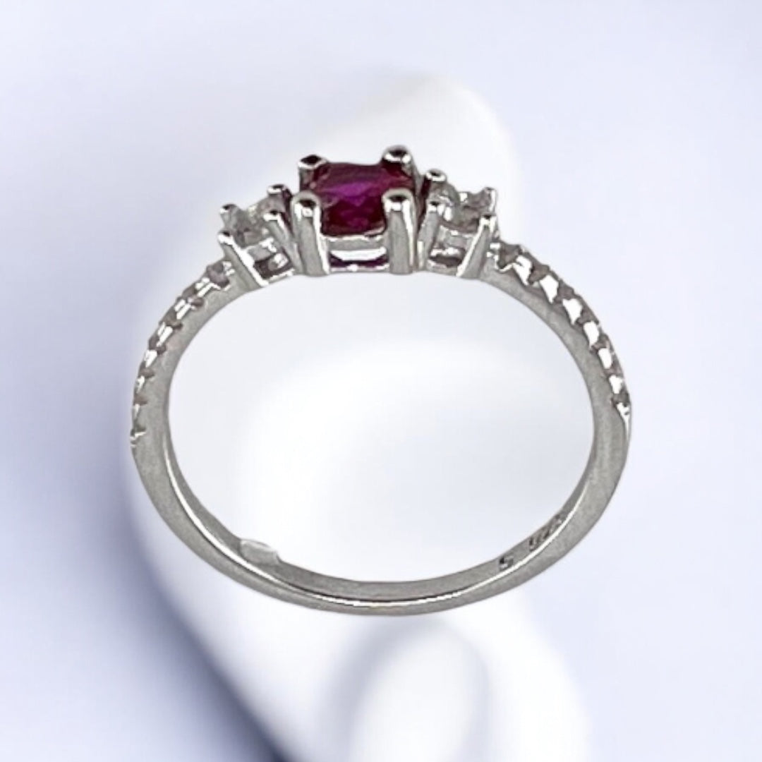 Sterling Silver, Zircon, Ring, Round Cut, Red, Pink, Engagement Ring, Perfect Gift