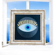 Framed Wall Art, Clear Glass Evil Eye, Fused Glass, Protection,  Gift for Home