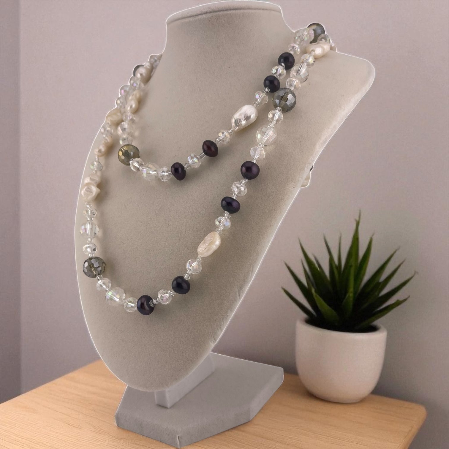 Freshwater Pearl and Crystal Necklace