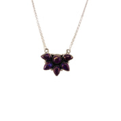 Timeless Sterling Silver Cluster Necklace with Purple Dahlia