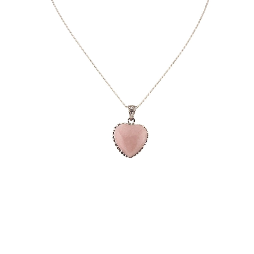 Blush Horizon – Pink Opal Heart Shaped Pendant Sterling Silver