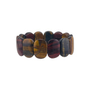 Blue Tiger Eye, Red Tiger Eye & Golden Tiger Eye Rectangular Bead Stretch Bracelet