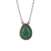 Crimson Glow – Green Mohave Turquoise Pear Shaped Necklace Sterling Silver