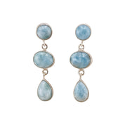 Larimar Three-Stone Dangle Earrings in 925 Sterling Silver