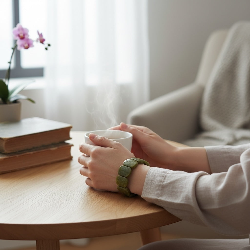 Green Curbstone Stretch Bracelet