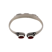 Sterling Silver Western Open Bangle and Coral Gemstones