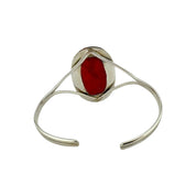 Large Oval Ruby Gemstone Sterling Silver Open Bangle