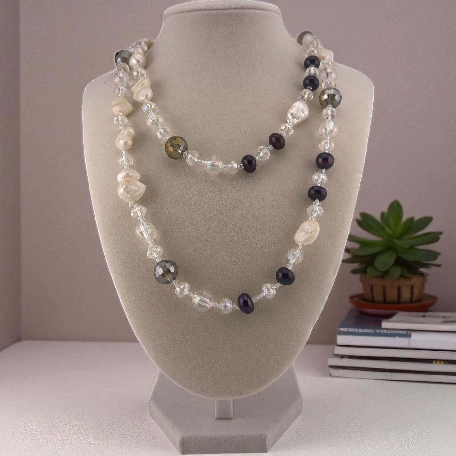 Freshwater Pearl and Crystal Necklace