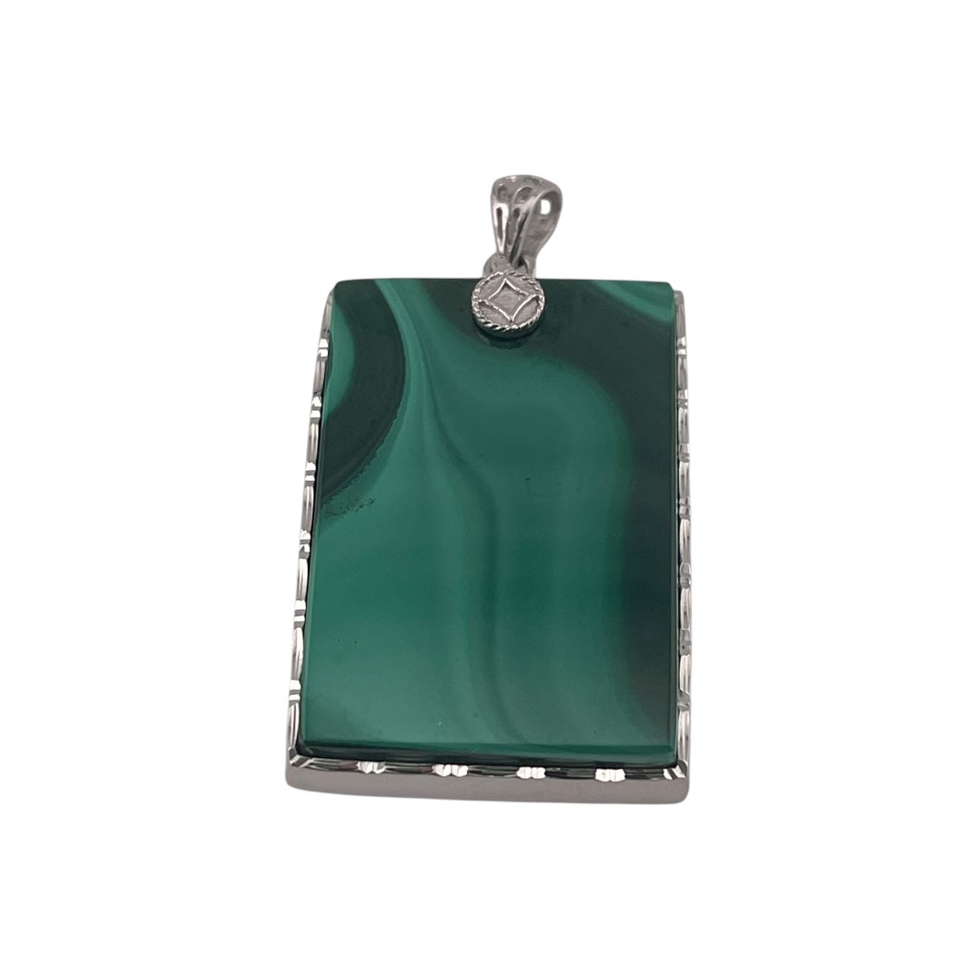 Majestic Earth – Malachite Rectangular Pendant Sterling Silver
