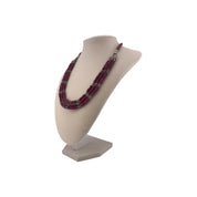 Three-Row Ruby Bead Necklace with Sterling Silver
