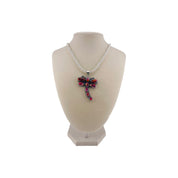 Pink Dalia Dragonfly Pendant Necklace