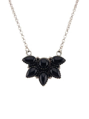 Timeless Sterling Silver Cluster Necklace with Black Onyx