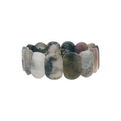 Moss Agate Rectangular Bead Stretch Bracelet
