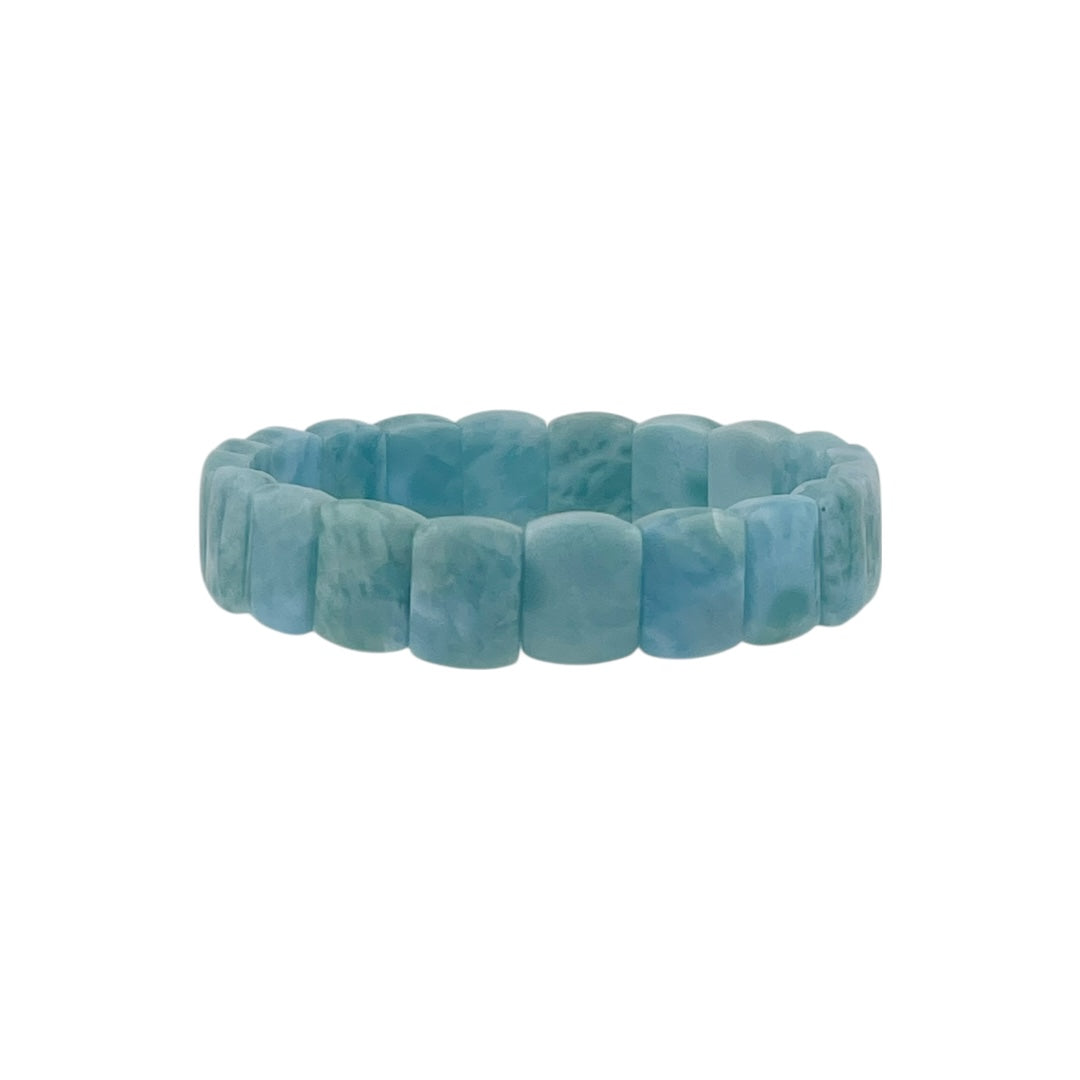Natural Larimar Rectangular Stretch Bracelet