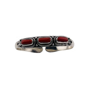 Sterling Silver Western Open Bangle and Coral Gemstones