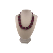 Three-Row Ruby Bead Necklace with Sterling Silver