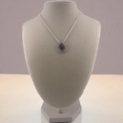Crimson Glow – Purple Dahlia Pear Shaped Necklace Sterling Silver