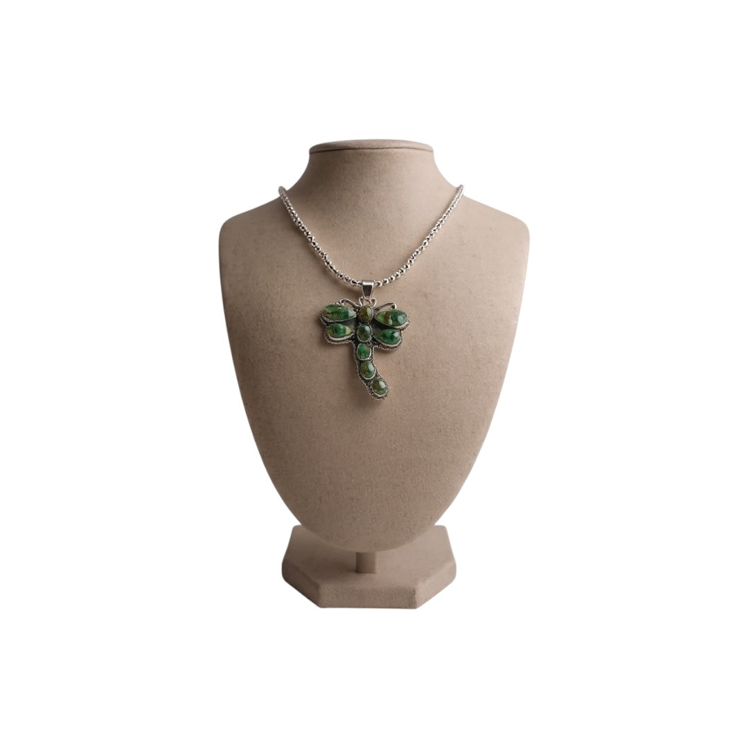 Mojave Green Dragonfly Pendant Necklace