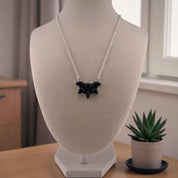 Timeless Sterling Silver Cluster Necklace with Black Onyx