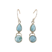 Larimar Teardrop and Round Sterling Silver Dangle Earrings