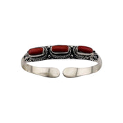 Sterling Silver Western Open Bangle and Coral Gemstones