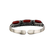 Sterling Silver Western Open Bangle and Coral Gemstones