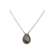 Crimson Glow – White Buffalo Turquoise Pear Shaped Necklace Sterling Silver