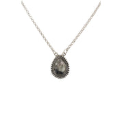 Crimson Glow – White Buffalo Turquoise Pear Shaped Necklace Sterling Silver
