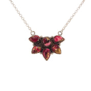 Timeless Sterling Silver Cluster Necklace with Red Rose Dahlia