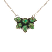 Timeless Sterling Silver Cluster Necklace with Apple Green Turquoise