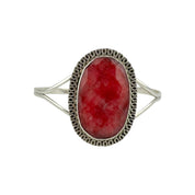 Large Oval Ruby Gemstone Sterling Silver Open Bangle
