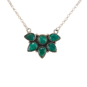 Timeless Sterling Silver Cluster Necklace with Emerald