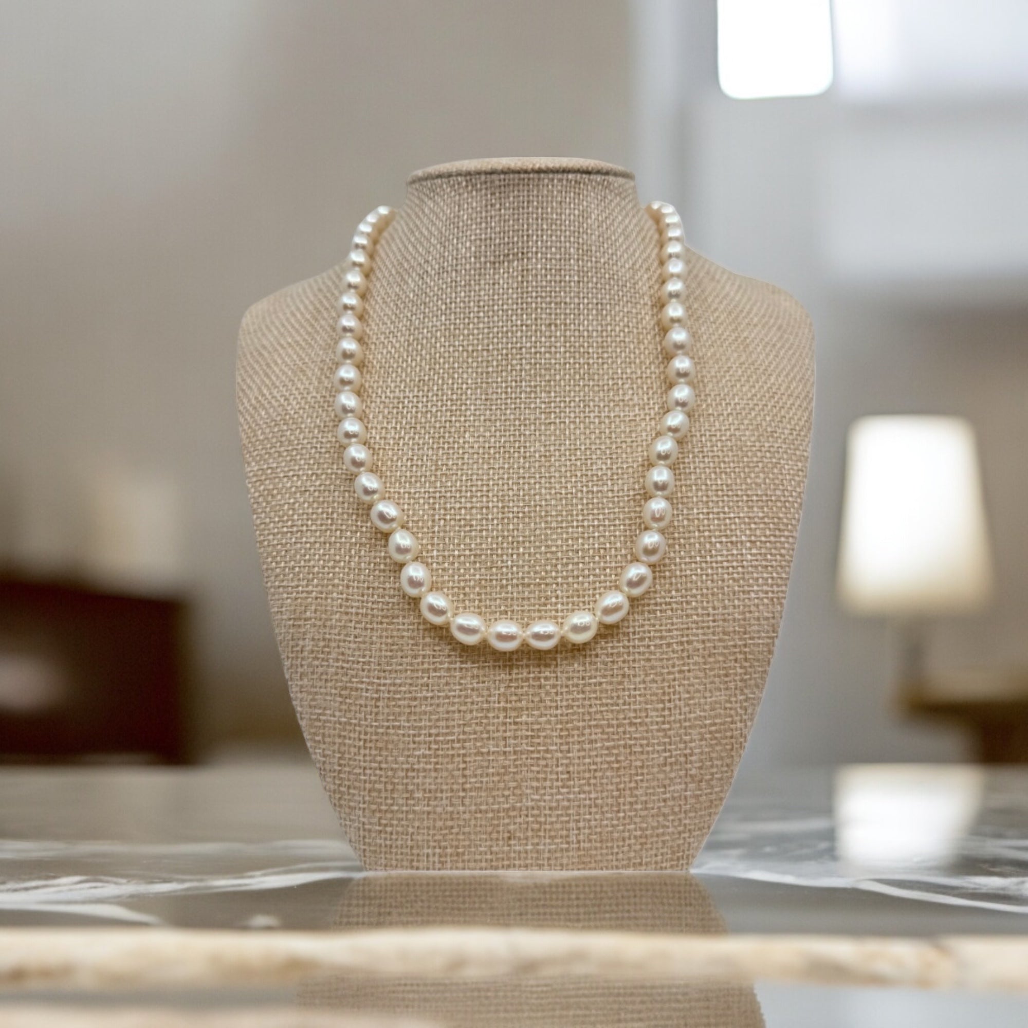 Honora, Ivory, Freshwater Pearl Necklace, Vintage Style, Classic, Sterling Silver Lobster Clasp, Perfect Gift