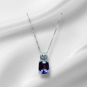 Elegant Amethyst Purple Square Cut Sterling Silver Necklace - Gemstone Jewelry, Birthstone, February Birthstone Gift, Fine Jewelry for Her