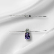 Elegant Amethyst Purple Square Cut Sterling Silver Necklace - Gemstone Jewelry, Birthstone, February Birthstone Gift, Fine Jewelry for Her