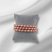 Set of 3 Soft Pink Freshwater Pearl Bracelets - Jewelry, Gift Set for Her, Elegant Pearl Bracelet Set