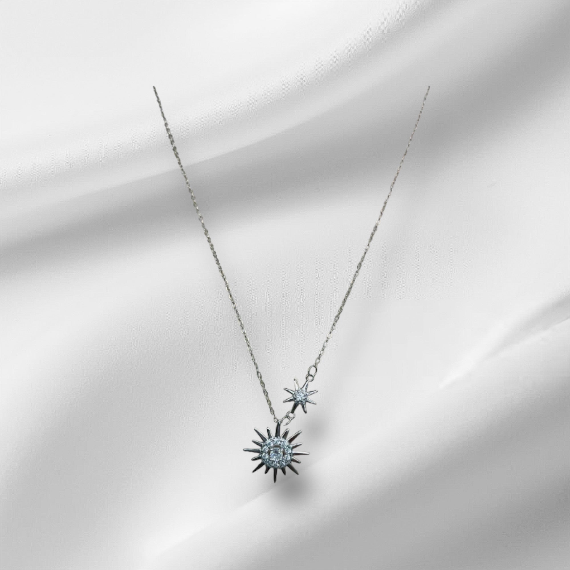 Radiant Orbit Pendant Necklace with Sterling Silver and 18K Gold Plating Featuring Lab-Grown Gemstone Inlay