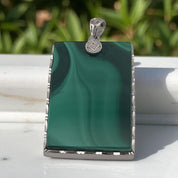 Majestic Earth – Malachite Rectangular Pendant Sterling Silver