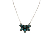 Timeless Sterling Silver Cluster Necklace with Copper Turquoise
