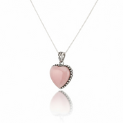Blush Horizon – Pink Opal Heart Shaped Pendant Sterling Silver