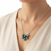 Timeless Cluster Sterling Silver Necklace with Spiny Oyster