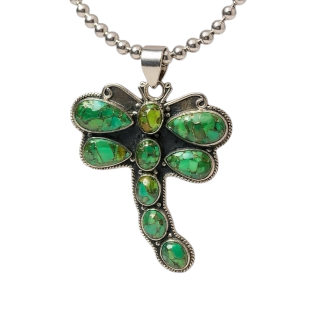 Mojave Green Dragonfly Pendant Necklace
