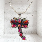 Pink Dalia Dragonfly Pendant Necklace