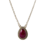 Crimson Glow – Ruby Pear Shaped Necklace Sterling Silver