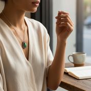 Crimson Glow – Green Mohave Turquoise Pear Shaped Necklace Sterling Silver