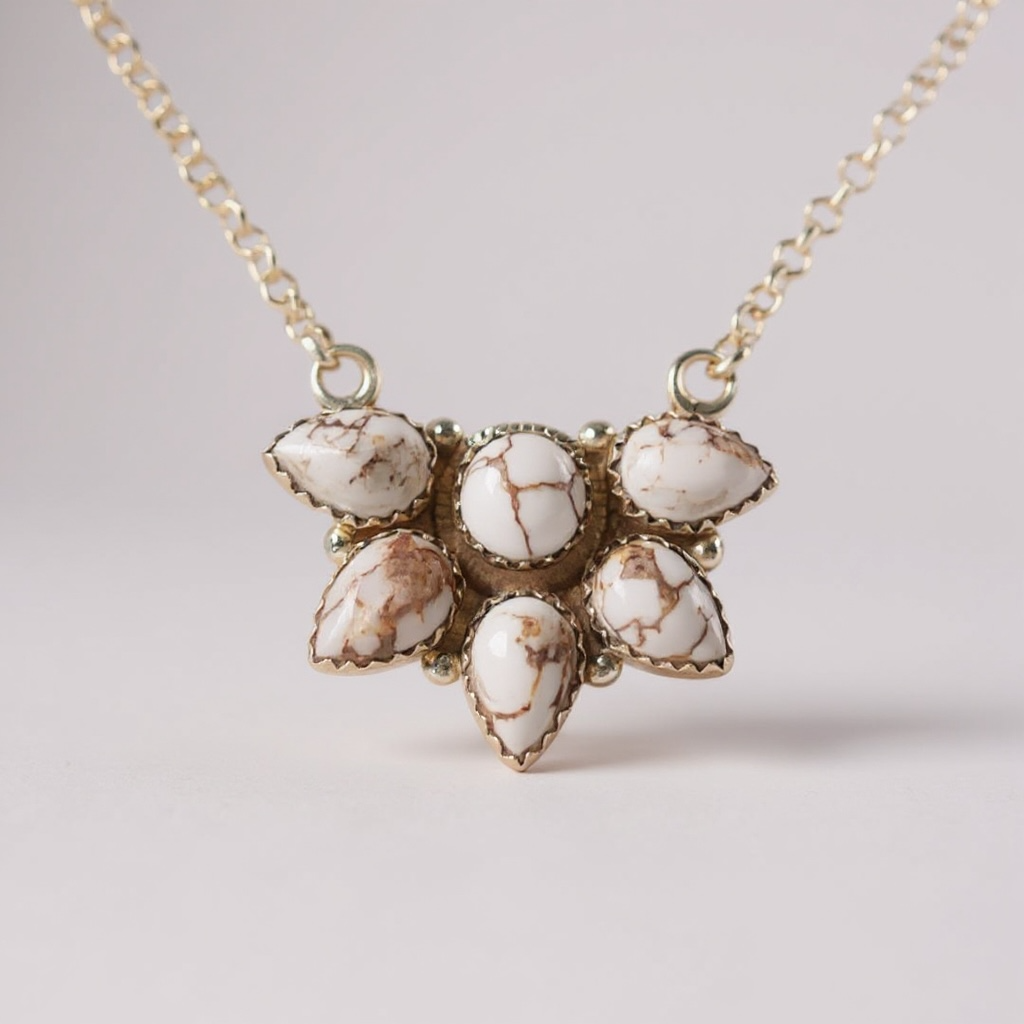 Timeless Sterling Silver Cluster Necklace with Wild Horse