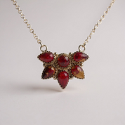 Timeless Sterling Silver Cluster Necklace with Red Rose Dahlia