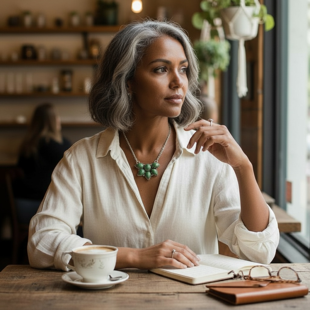 Timeless Sterling Silver Cluster Necklace with Apple Green Turquoise